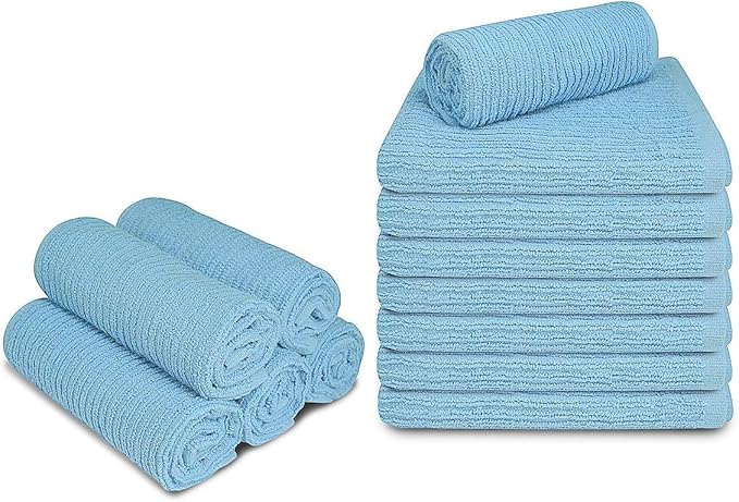 Softolle Bar Mop Towels, Pack of 12-16x19 Inches - 100% Cotton Super Absorbent Towels, Multi-Purpose for Home and Bar Cleaning (Electric Blue)