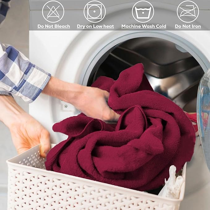 GOLD TEXTILES Premium Bath Towels Set (Pack of 4,27 x 54) 100% Ring-Spun Cotton Bathroom Towels for Hotel, Spa, Soft and Absorbent (27 x 54, Red Wine - 4 Pcs)