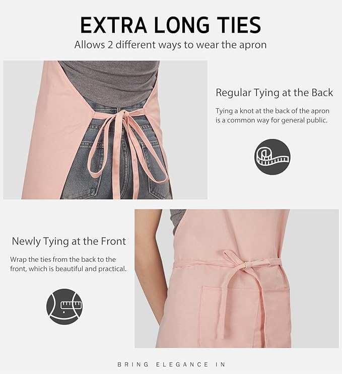 Syntus Apron for Men Women, Adjustable Cooking Kitchen Chef Aprons with 2 Pockets, Cotton/Polycotton/Polyester
