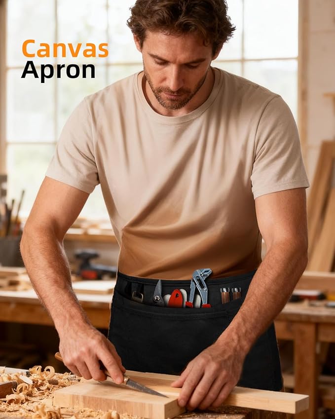 Canvas Work Waist Apron with 3 Pockets