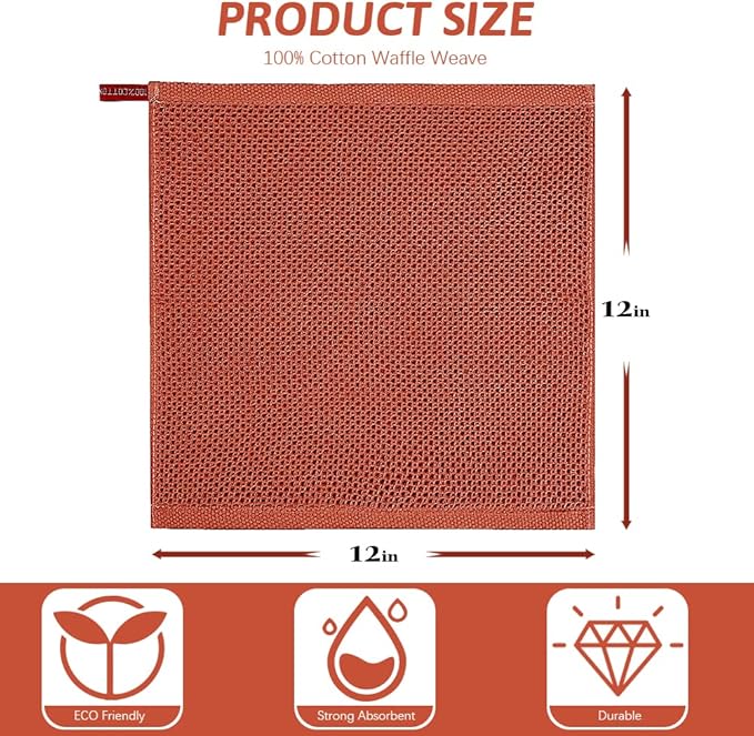 Nialnant 6 Pack Dish Towels,100% Cotton Hand Towels for Kitchen,Housewarming Gifts for New Home,Kitchen Dish Rags 12x12 Inches, Brick Red
