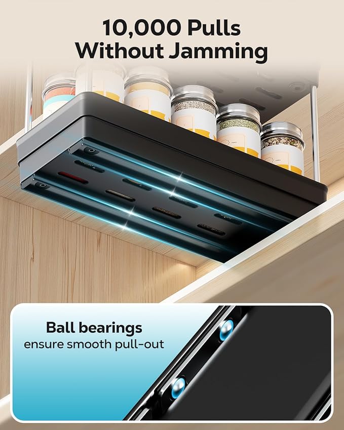 Nieifi Spice Organization for Cabinet-Vertical Spice Rack Pull Out-Spice Rack Organizer for Cabinet-4-1/3 inch Wide-Seasoning Kitchen Organizer-4.3" W x 10.6" D x 8.7" H-2 Pack-2 Tier
