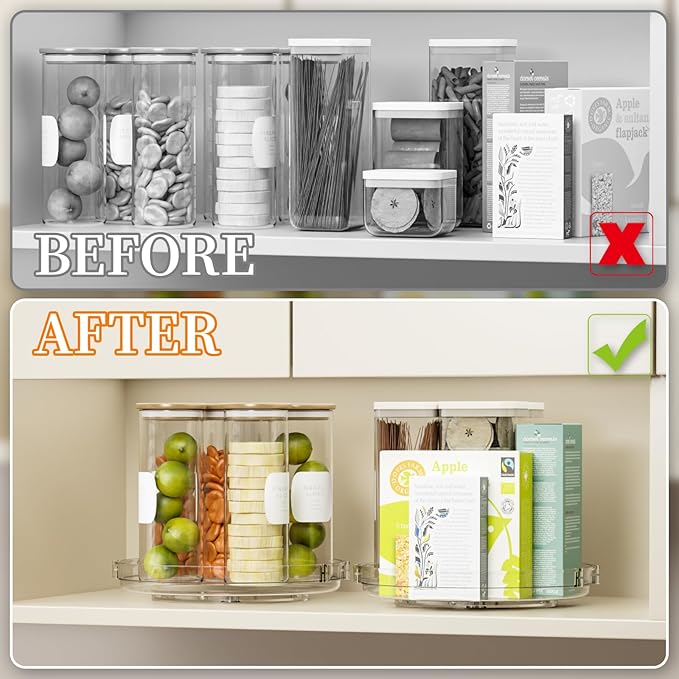 4 Pack Rotating Small Lazy Susan Turntable Organizer for Cabinet,9.5 Inch Clear Acrylic Spice Rack,Turn Table Organizers for Refrigerator,Kitchen,Pantry and Vanity Makeup,Bathroom Countertop Organizer