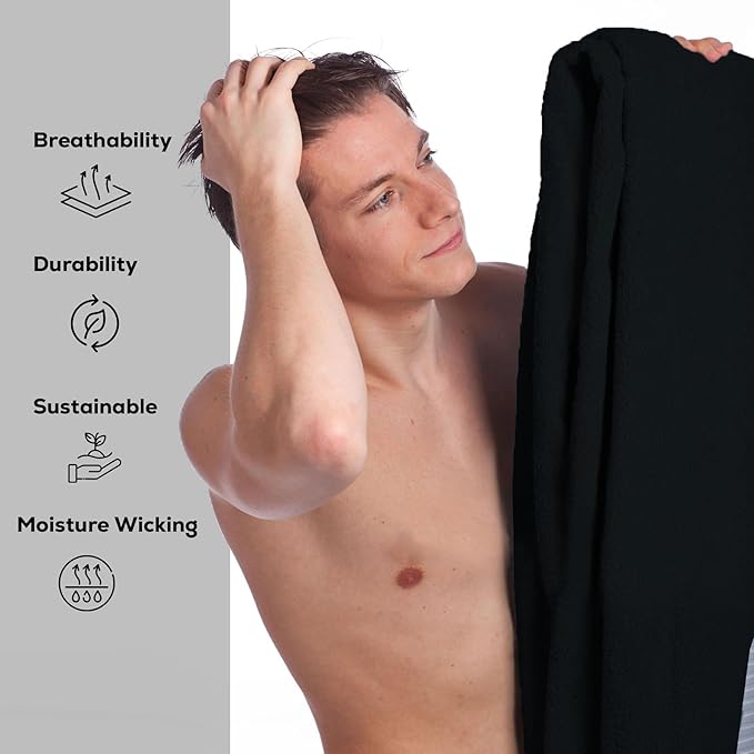 GOLD TEXTILES Premium Grey 100% Cotton Bath Towels Set (6 Pack, 24 x 50 Inch) High Absorbency Multipurpose Quick Drying Pool Gym Hotel Spa Bath Towel (6, Grey)