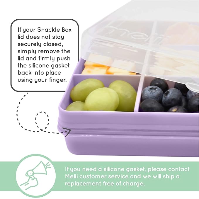 melii Snackle Box – 12-Compartment Divided Snack Container, BPA-Free Food Storage, Removable Dividers, Perfect for Kids Snacks, Arts & Crafts, Beads, and Kitchen Organization (Purple)