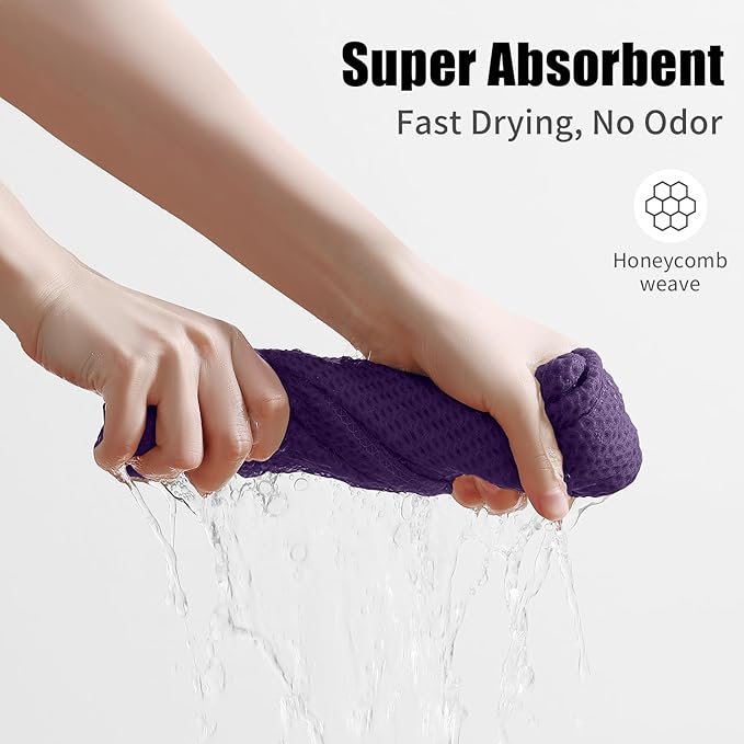 Kitinjoy 100% Cotton Kitchen Towels and Dishcloths Set, 8 Pack-13" x 28" and 12" x 12" Waffle Weave Dish Towels, Ultra Soft Absorbent Quick Drying Dish Rags, Eggplant