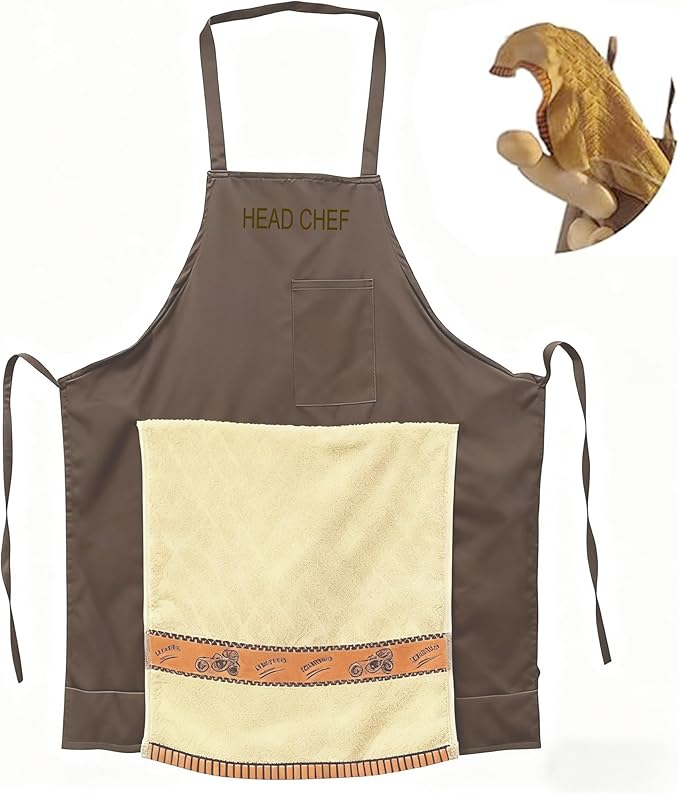 Head Chef Prank Apron with Pocket, Funny Hidden Surprise, Novelty Cooking Gag Gift for Men