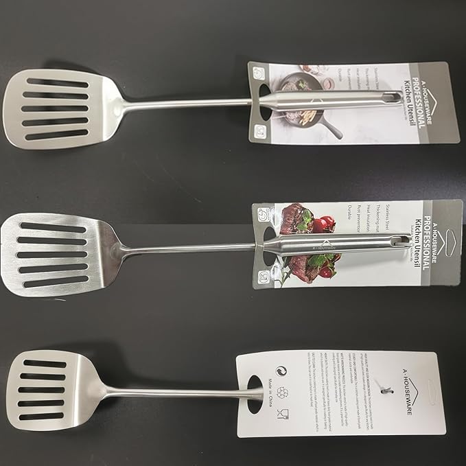 Spatula Slotted Turner Stainless steel 304 Kitchen Cooking Utensils For Home Resturant Flipping kitchen tool grilling,Fish, Eggs and Burgers Durable and Sturdy