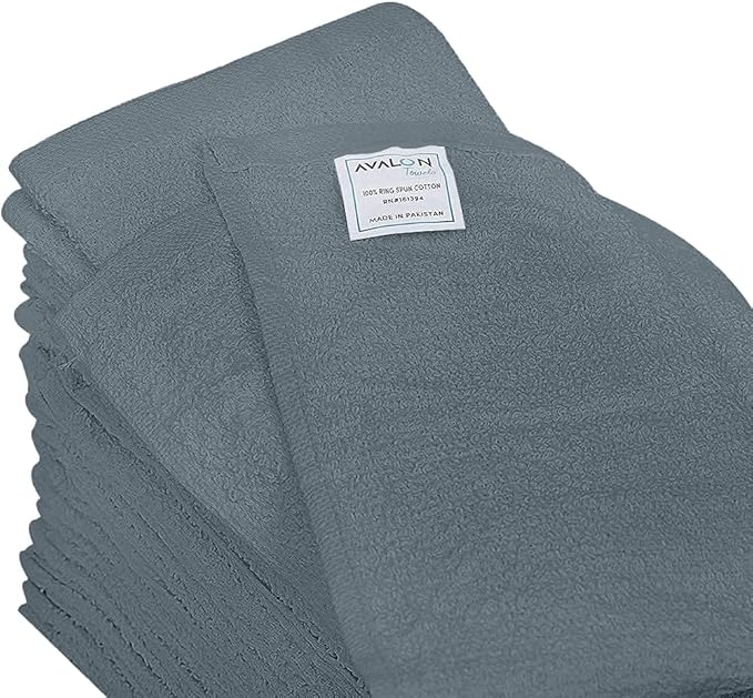 Avalon Towels Bar Towels (Pack of 36) Size 14x17 Inches – 100% Cotton, Absorbent and Reusable Cleaning Rags, Multipurpose Cleaning Towels, Terry Cloth Rags, Durable Shop Rags (Grey)