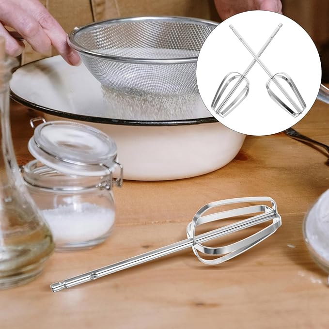 Lurrose Hand Mixer Beaters Attachments 2pcs Stainless Steel Beaters Replacement Whisk Heads for Egg Beating Cream Whisking Baking Kitchen Accessories