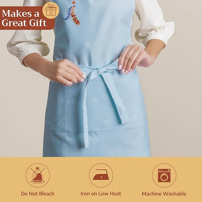 Maison d' Hermine 100% Cotton Apron for women with Pocket Kitchen Chef Apron for Men Cooking Mothers Day Gifts