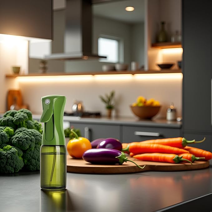 Mistifi Oil Sprayer 150ml glass bottle Refillable Premium Dark Green Glass Bottle for Healthy Cooking & Baking Even Oil Control for Healthy Nonstick Cooking (PS642)