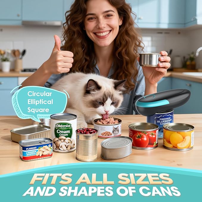 Electric Can Opener - Fits All Can Sizes One Touch Automatic Can Opener, Electric Can Opener for Kitchen Food Safe Smooth Edge, Kitchen Gadgets Battery Operated Can Opener for Seniors, Arthritis&Chef