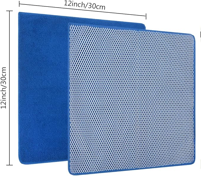 SINLAND Absorbent Microfiber Dish Cloths for Washing Dishes Best Kitchen Cloths Cleaning Cloth with Poly Scour Side 12Inchx12Inch 5 Pack Dark Blue
