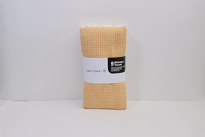 LANE LINEN Kitchen Towels Set of 6-100% Cotton, Quick-Drying 18” x 28” Dish & Tea Towels, Premium Hand Towels for Drying Dishes - Yellow