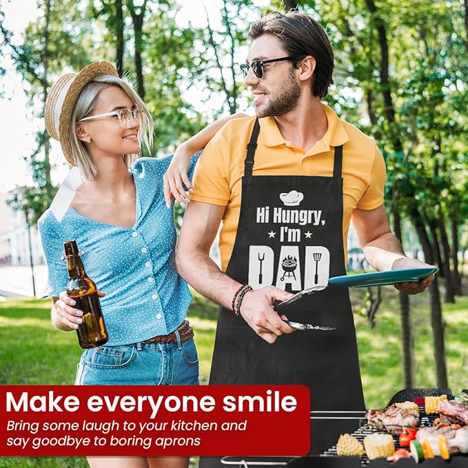 SANDJEST Funny Apron for Dad - Birthday Father’s Day Cooking Grilling Gifts for Mens