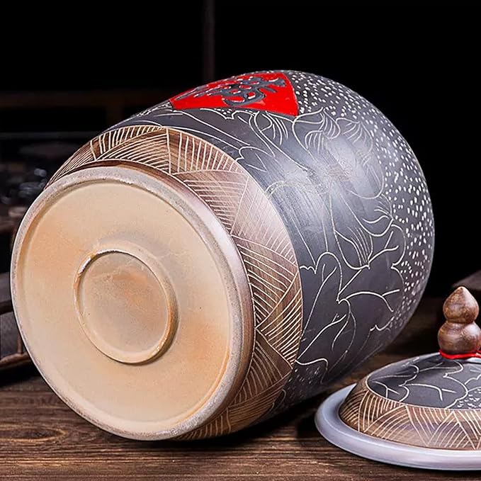 Grain & Rice Dispenser, Home Grain Storage Ceramic Container, Large Capacity Food Storage Jar, Ceramic Rice Storage Jar, Rice Storage Containe, Suitable for Flour, Sugar, Cereal, Coffee, Rice.
