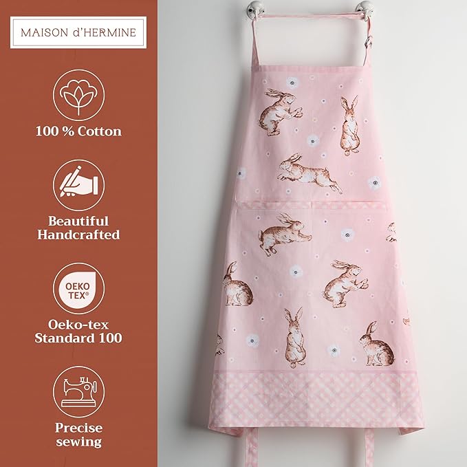 Maison d' Hermine 100% Cotton Apron for women with Pocket Kitchen Chef Apron for Men Cooking Mothers Day Gifts