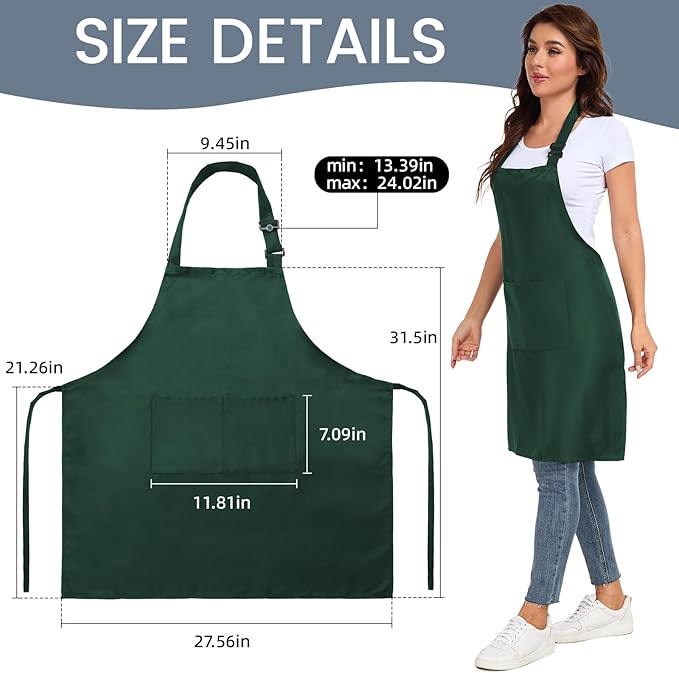 2 Pack adjustable apron with 2 pockets for men and women, waterproof and oil Resistant