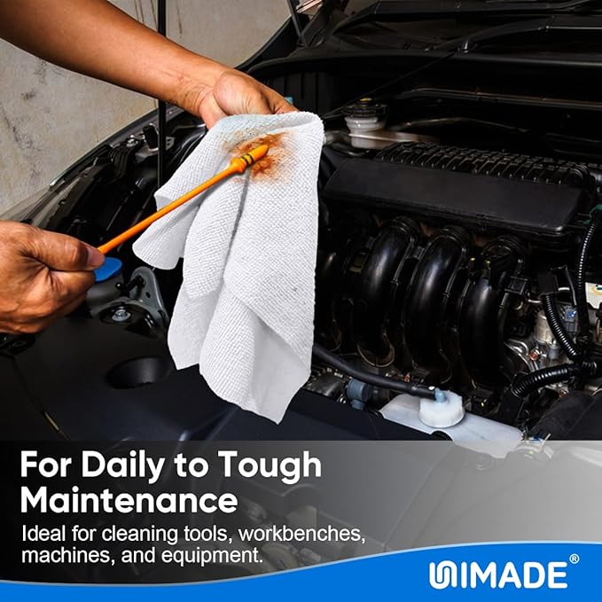 UNIMADE Microfiber Cleaning Cloth, 20 Pack Reusable Microfiber Towels for Cars Lint Free Cleaning Shop Towel Rags for Home Kitchen Automotive Bar Mechanic Restaurant Garage, 11.5"x 11.5", White