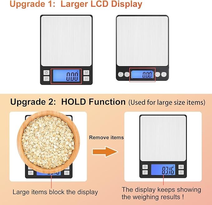 BOMATA 0.01g Small Digital Gram Scale, USB Rechargeable, Upgraded 1kg Jewelry Scale with Larger Display and Hold Function, High Precision, Grams and oz for Herb, Coin, Powder, Yeast, Kitchen Black
