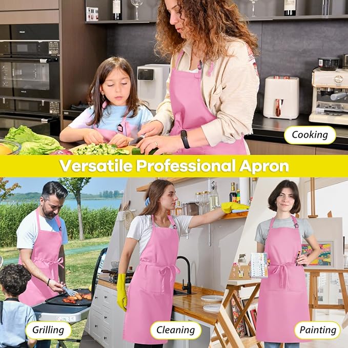 ROTANET Extra Large Apron for Men Adjustable Bib Aprons with 2 Pockets Cooking Kitchen Women Chef Water & Oil Resistant