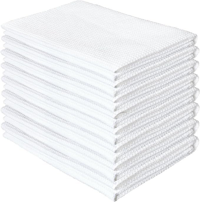 PY HOME & SPORTS Dish Towel Set, 100% Cotton Waffle Weave Kitchen Towels 8 Pieces, Super Absorbent (17 x 25 Inches, Set of 8)