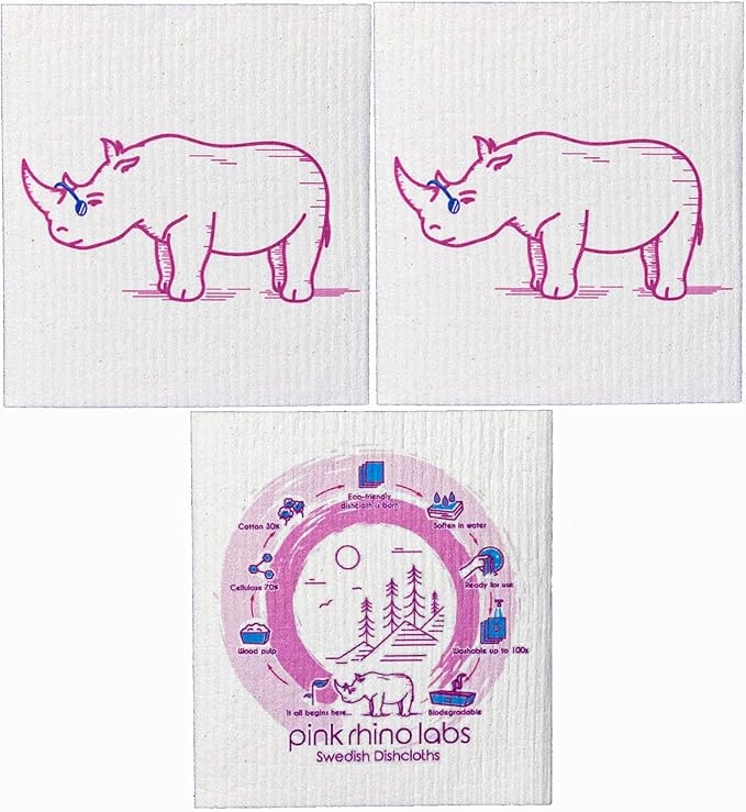 Swedish Dishcloths – Eco-Friendly Reusable Kitchen Towels – 3 Pack Cleaning Cloths for Dishes, Counters & Surfaces – Super Absorbent, Compostable, Zero-Waste Alternative