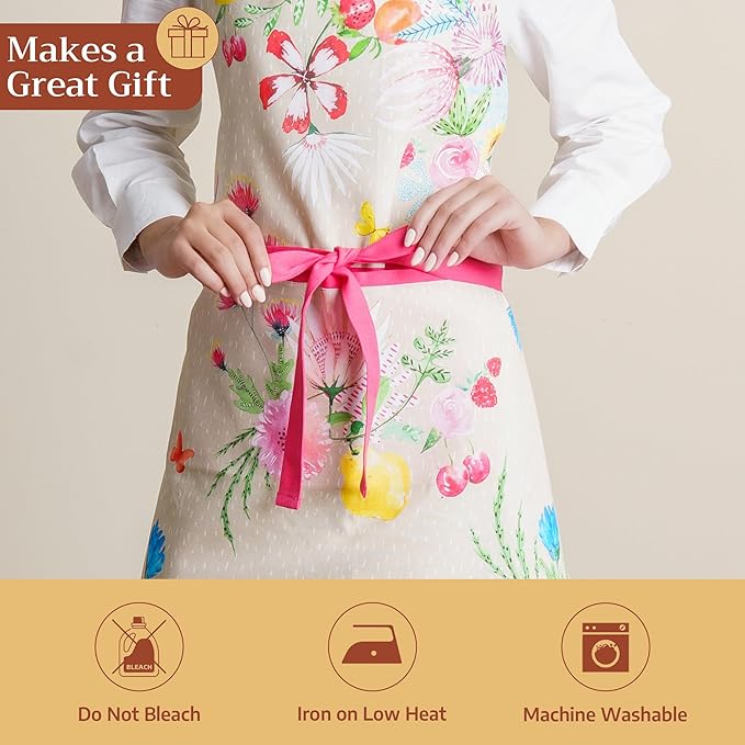 Maison d' Hermine 100% Cotton Apron for women with Pocket Kitchen Chef Apron for Men Cooking Mothers Day Gifts