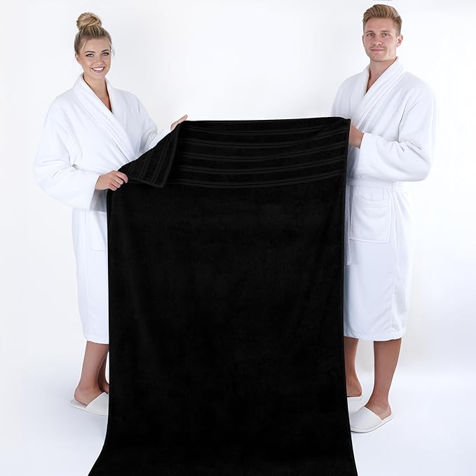 American Soft Linen 35x70 Jumbo Large Bath Towel, 600 GSM 100% Cotton Turkish Bath Sheet, Oversized Luxury Bath Towel for Bathroom Beach and Pool, Black