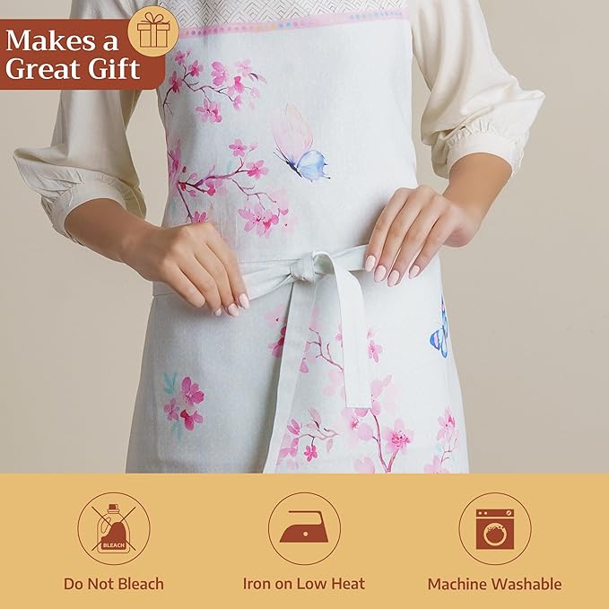 Maison d' Hermine 100% Cotton Apron for women with Pocket Kitchen Chef Apron for Men Cooking Mothers Day Gifts
