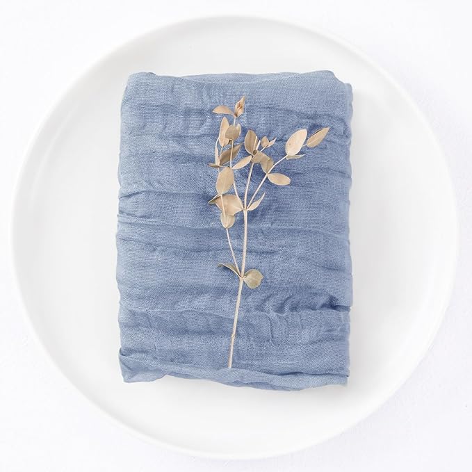 DeZerlor 20 Pack Dusty Blue Cheesecloth Napkins Spring Cloth Napkins Set of 20 Blue Dinner Napkins Bulk 21x21 Inches for Wedding Bridal Shower Baby Shower Parties