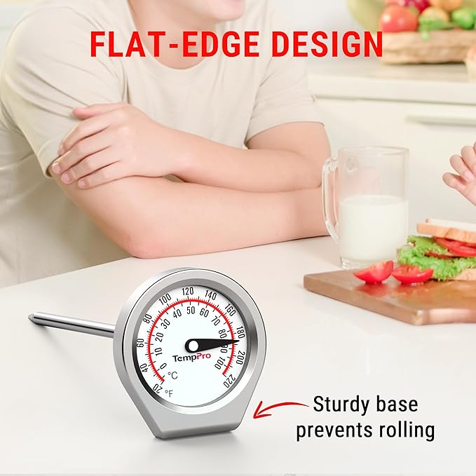 TempPro Dial Instant Read Meat Thermometer for Cooking, Grill Food Thermometer with Glass Lens, Portable Kitchen Thermometer for Liquid, Steak, Turkey Temp Checking (Previously ThermoPro)