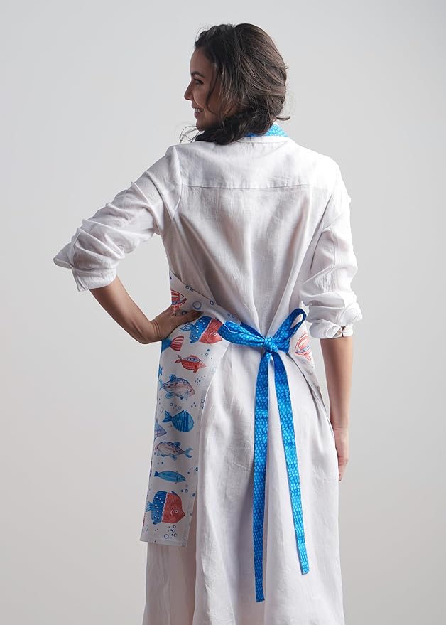 Maison d' Hermine 100% Cotton Apron for women with Pocket Kitchen Chef Apron for Men Cooking Mothers Day Gifts