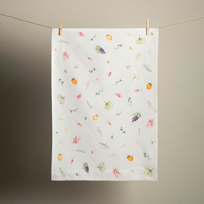 Maison d' Hermine Kitchen Towels Set of 3 100% Cotton 27.50" x 20" Reusable Cloth Tea Dish Towels Absorbent with Hanging Loop for Kitchen Gifts for Mothers Day Spring/Summer (Botanical Fresh)