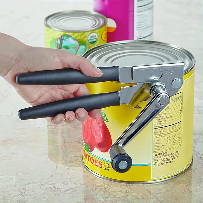 Heavy Duty Commercial Can Opener - Manual Hand Held - Industrial for Big Cans - Easy Crank, Abridor