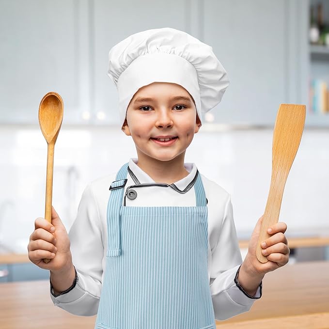 3 Pack Stripes Kids Apron, Adjustable Kids Cooking Aprons with 2 Pockets, Cute Chef Baking Aprons for Boys and Girls