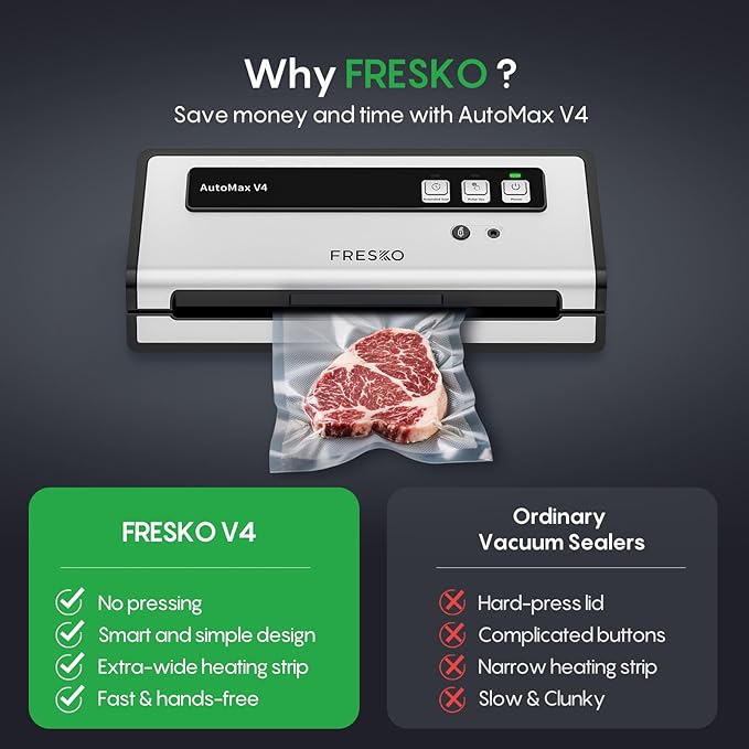 FRESKO Vacuum Sealer Machine with Automatic Bag Detection, Mason Jar Vacuum Accessory Set, Double Heat Seal, Easy to Use, Starter Kits
