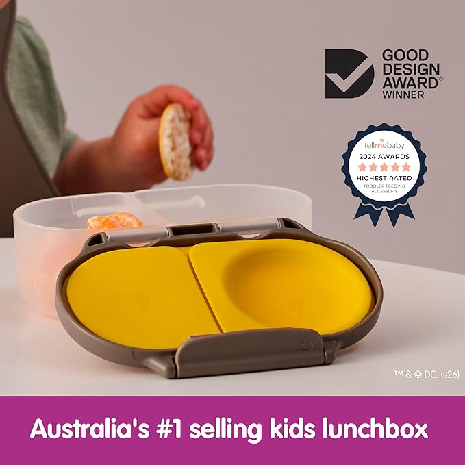 b.box Batman Snack Box - Leakproof 2 Compartment Snack Containers for Kids, Mini Bento Box for Kids & Toddlers, Lunch Containers, Dishwasher Safe, BPA Free, PFAS Free, Ages 4m+, 1.75 Cup Capacity