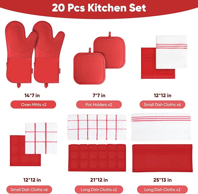 Silicone Oven Mitts Pot Holder Kitchen-Towels100% Cotton Dish Towels for Kitchen,Super Soft and Absorbent Kitchen Hand Towels/Tea Towels.Pot Holder,Oven Mitt Heat Resistant,Silicone Grip,Gift Set
