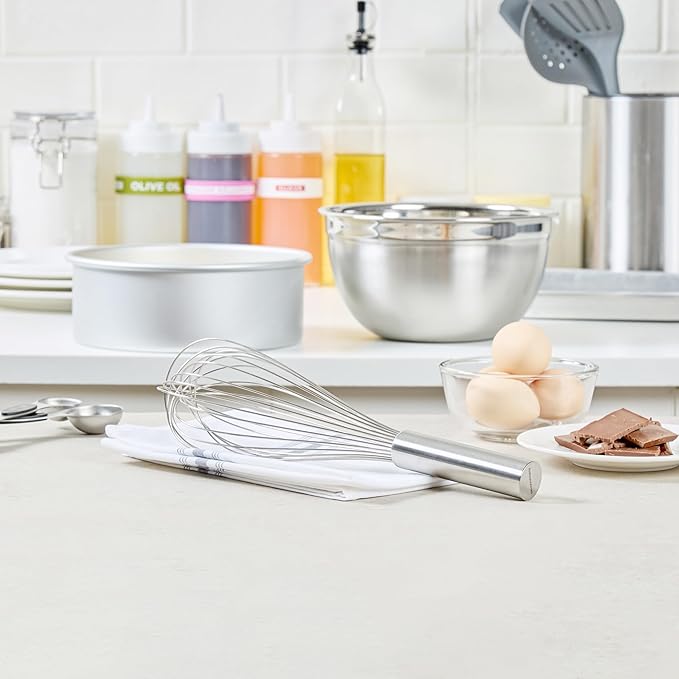 Met Lux 12 x 2.5 x 2.5 Inch Baking Whisk With Ergonomic Handle - Dishwashable Stainless Steel Whisk For Whipping Or Cooking