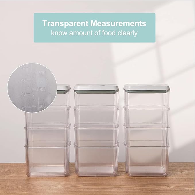 Pop Containers with Lids - Stackable Airtight Food Storage, Kitchen Pantry Storage Containers for Snacks Candy Salt Herbs Spices BPA-Free (15PCS (0.5 + 1.2 + 2.0 + 2.7 + 3.3 Qt) * 3)