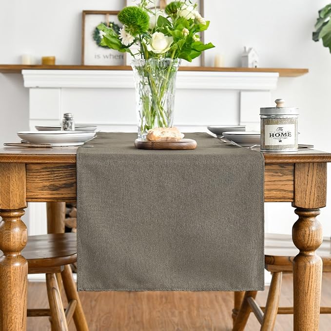 Artoid Mode Coffee Brown Table Runner, Seasonal Fall Washable Kitchen Dining Table Decoration for Home Party Decor 13x108 Inch