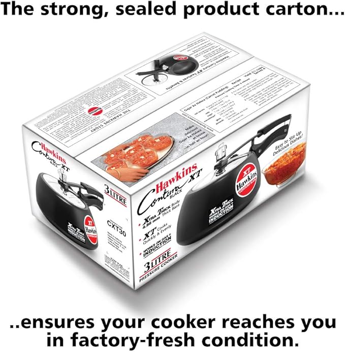 Hawkins Contura Hard Anodized Induction Compatible Extra Thick Base Pressure Cooker, Black, 3L