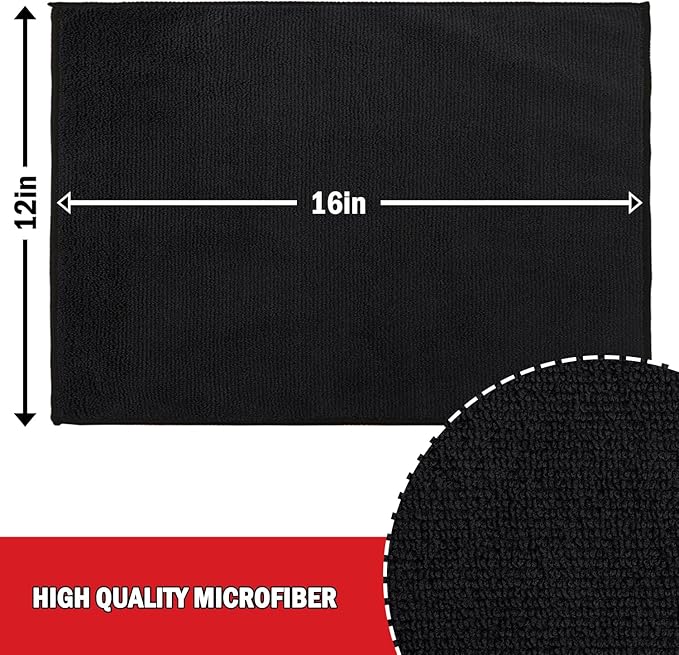 AIDEA Microfiber Cleaning Cloth 12 Pack, Microfiber Towels for Cars, Soft & Absorbent Cleaning Rags, Premium Lint Free Shop Towels for House, Kitchen, Car, 12inx16in, Black