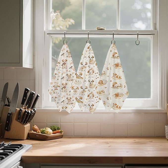 3 Pcs Vintage Goldendoodle Dog Kitchen Towels, Goldendoodle Gifts Decorative Microfiber Dish Cloth Tea Towel, Waffle Hand Towels for Farmhouse Home Bathroom, Dog Lover Gifts