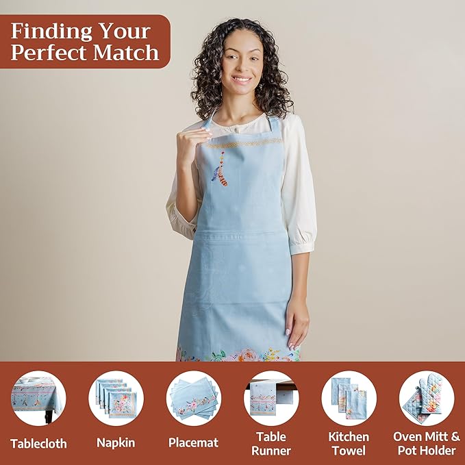 Maison d' Hermine 100% Cotton Apron for women with Pocket Kitchen Chef Apron for Men Cooking Mothers Day Gifts