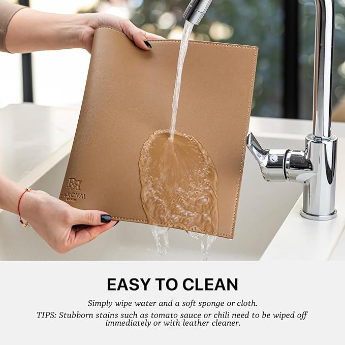 Faux Leather Placemats Set of 12 Vinyl Washable Wipeable Table Mats for Kitchen Dining Table Heat Resistant Waterproof Indoor/Outdoor Placemats Non-Slip Easy Clean Place Mats (British Khaki)