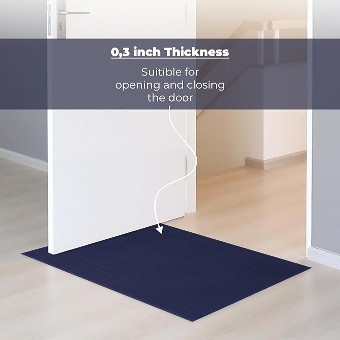 Cotton Paradise 100% Cotton Non Slip Bath Mats for Bathroom, 20x34 inch Soft Absorbent Quick Dry Machine Washable Floor Bath Mat, Navy Blue Bath Rug