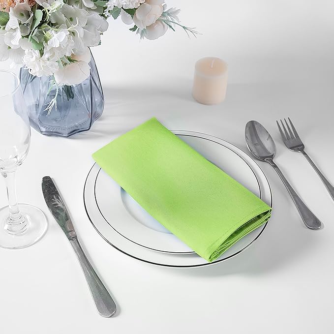 Bailarina Cloth Napkins Set of 80,17x17 inches Dinner Napkins Cloth Washable,Polyester Square Table Cloth Napkin Bulk with Hemmed Edges Ideal for Banquets, Parties and Weddings-Apple Green